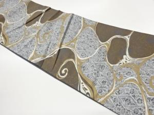 変わり流水に菱・花葉模様織出し袋帯